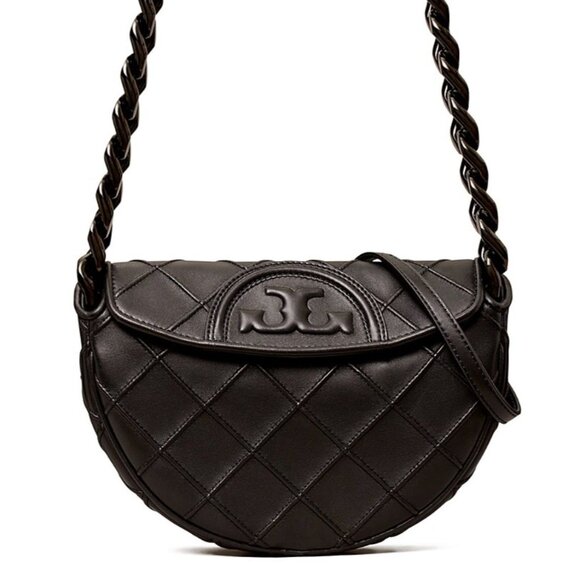 ✺ NWT!  Authentic Tory Burch Black Leather Cresent Fleming Handbag - Picture 14 of 14